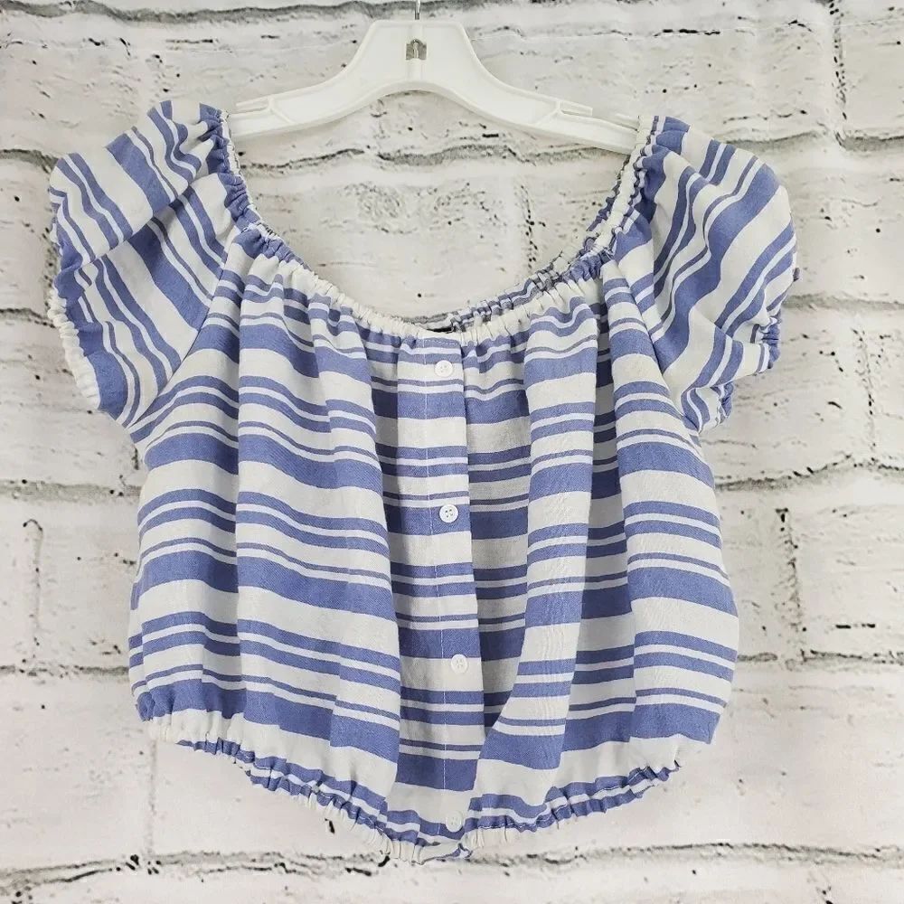 Swell striped short sleeve crop top shirt